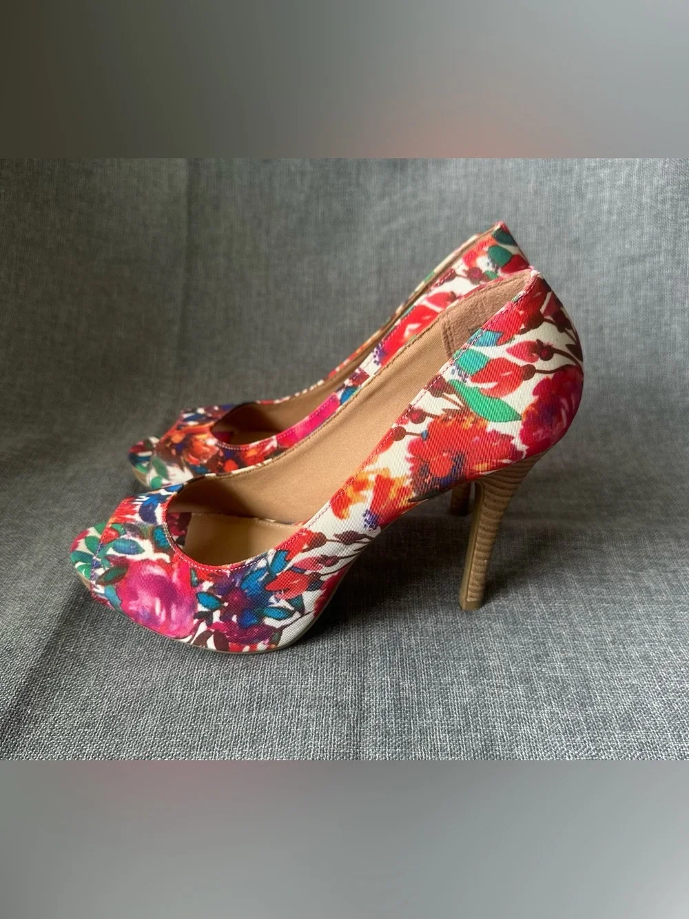 Christian Siriano Satin Floral High Heel Shoes